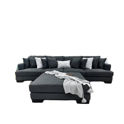 Manhattan Deep Seat Modular Fabric Lounge Plus Ottoman Dark Grey