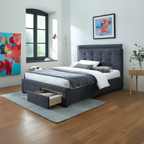 Rhodvix Upholstered Double Bed Storage -Mid Grey