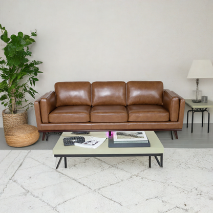 Hugo 3 Seater Leather Sofa - Nature Scotch