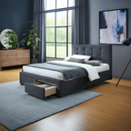 Rhodvix Upholstered Double Bed Storage -Mid Grey