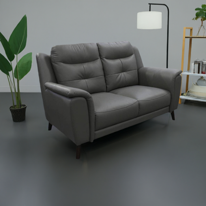 OFFO Georgia 2 Seater Leather Sofa Gunmetal