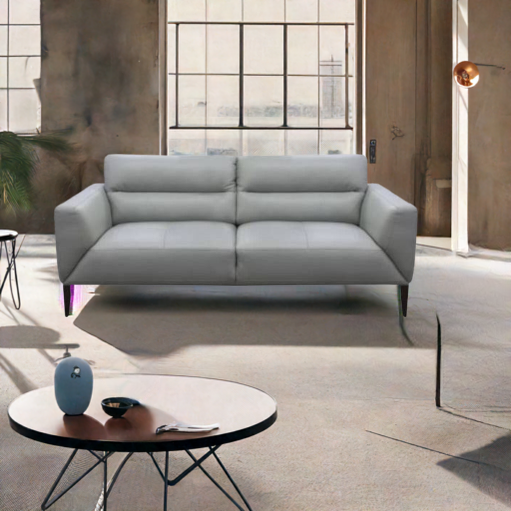 OFFO Sonoma 3 Seater Leather Sofa Silver