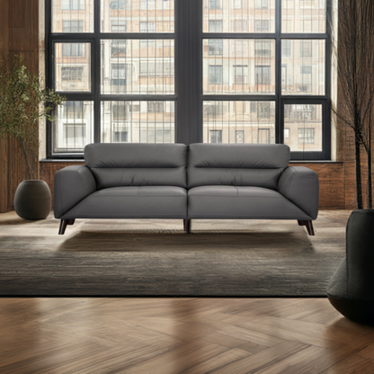 OFFO Sonoma 3 Seater Leather Sofa Gunmetal