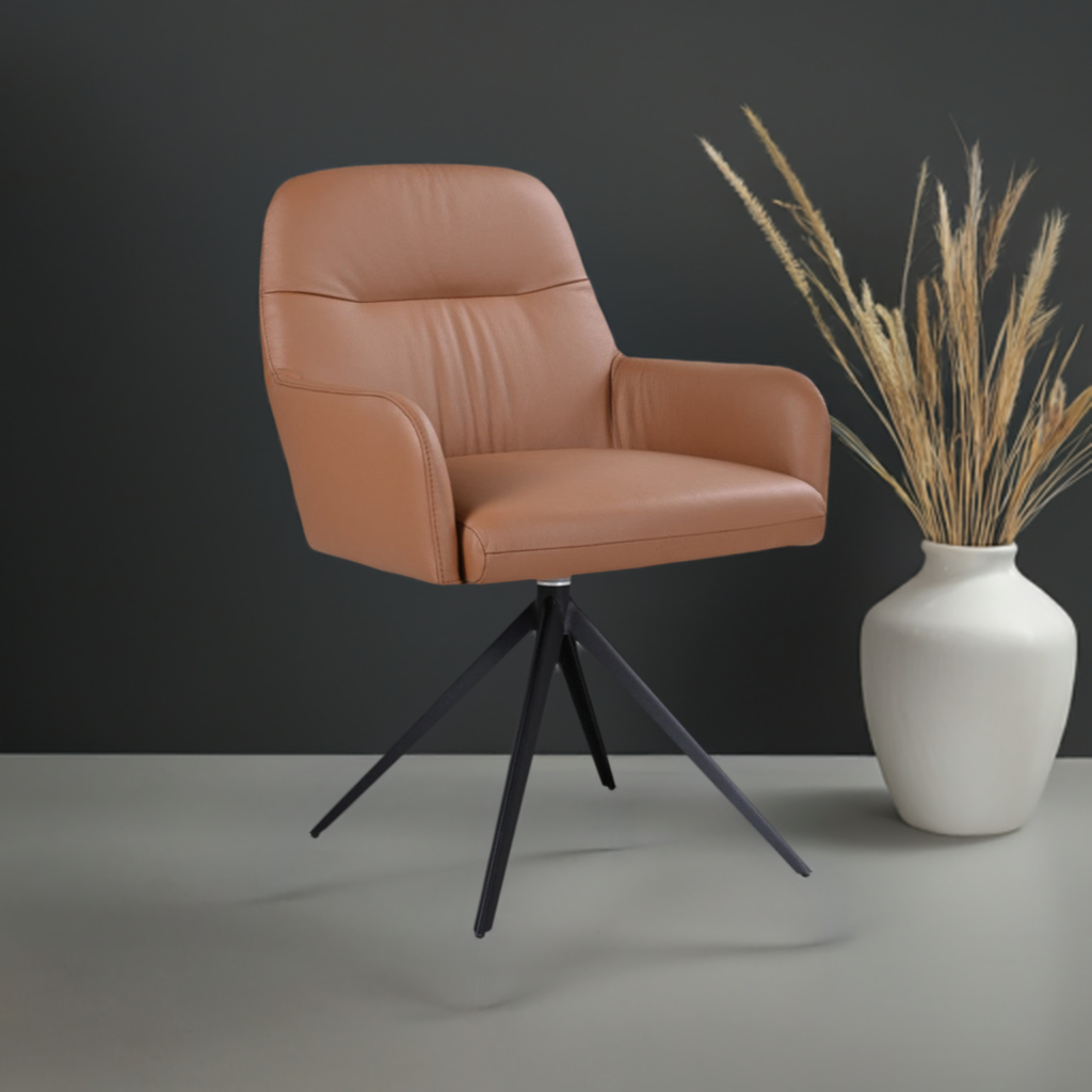 Kalvin  Leather Swivel Arm Chair Cogna