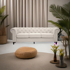 Royal Chesterfield 3 Seater Fabric Sofa- Beige