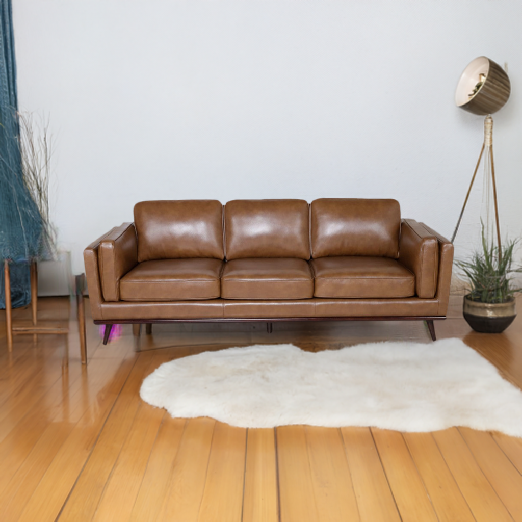 Hugo 3 Seater Leather Sofa - Nature Scotch