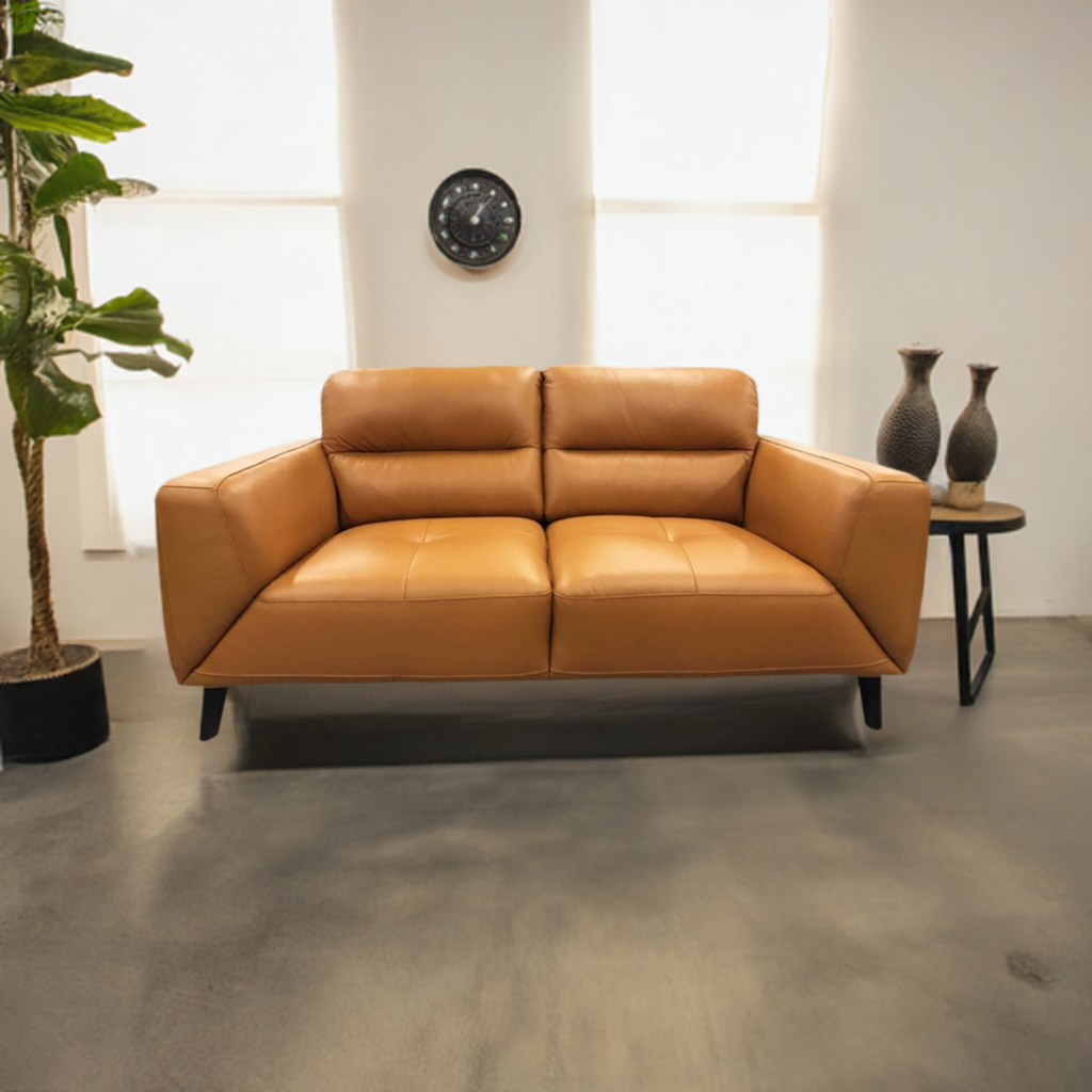 Sonoma 2 Seater Leather Sofa Tangerine