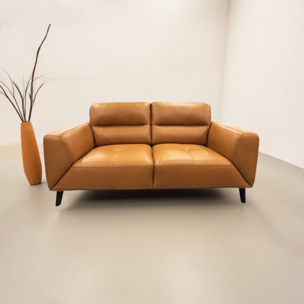 OFFO Sonoma 3 Seater Leather Sofa Tangerine