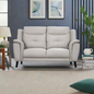 OFFO Georgia 2 Seater Leather Sofa Silver