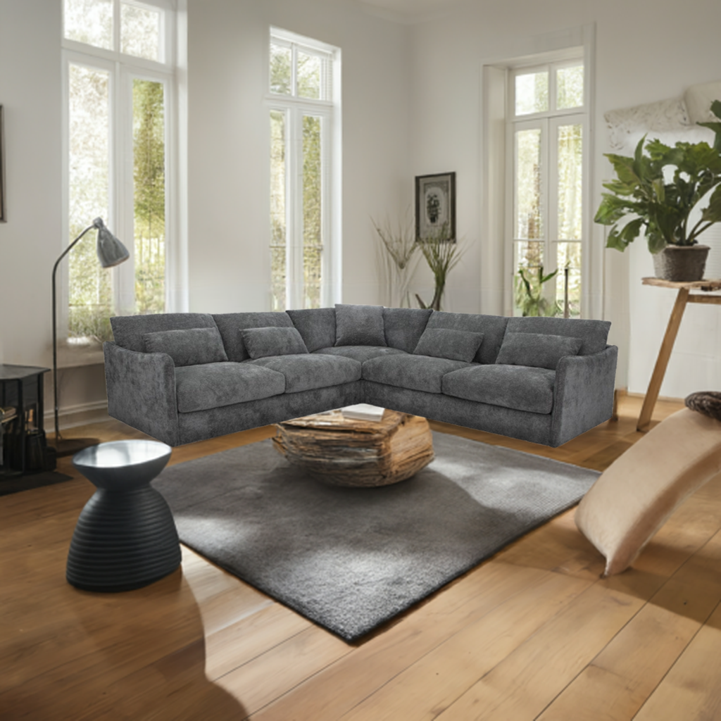 Loft Corner Modular Fabric Sofa-Licorice