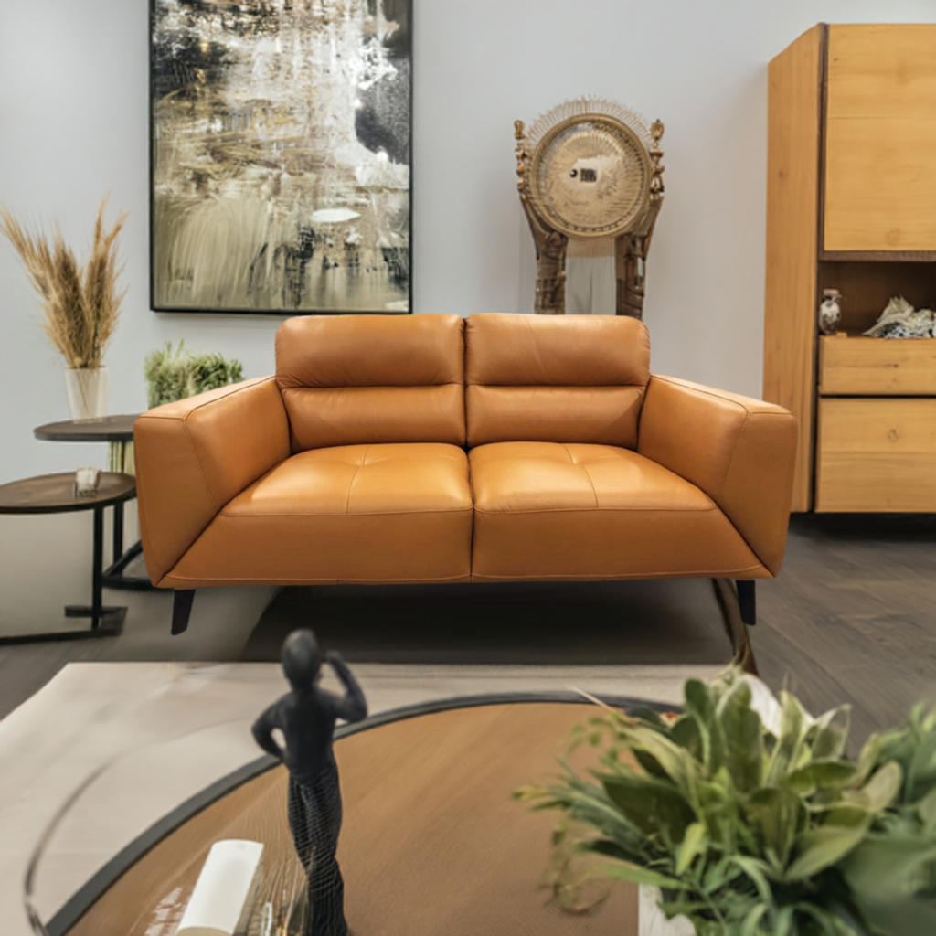 OFFO Sonoma 3 Seater Leather Sofa Tangerine