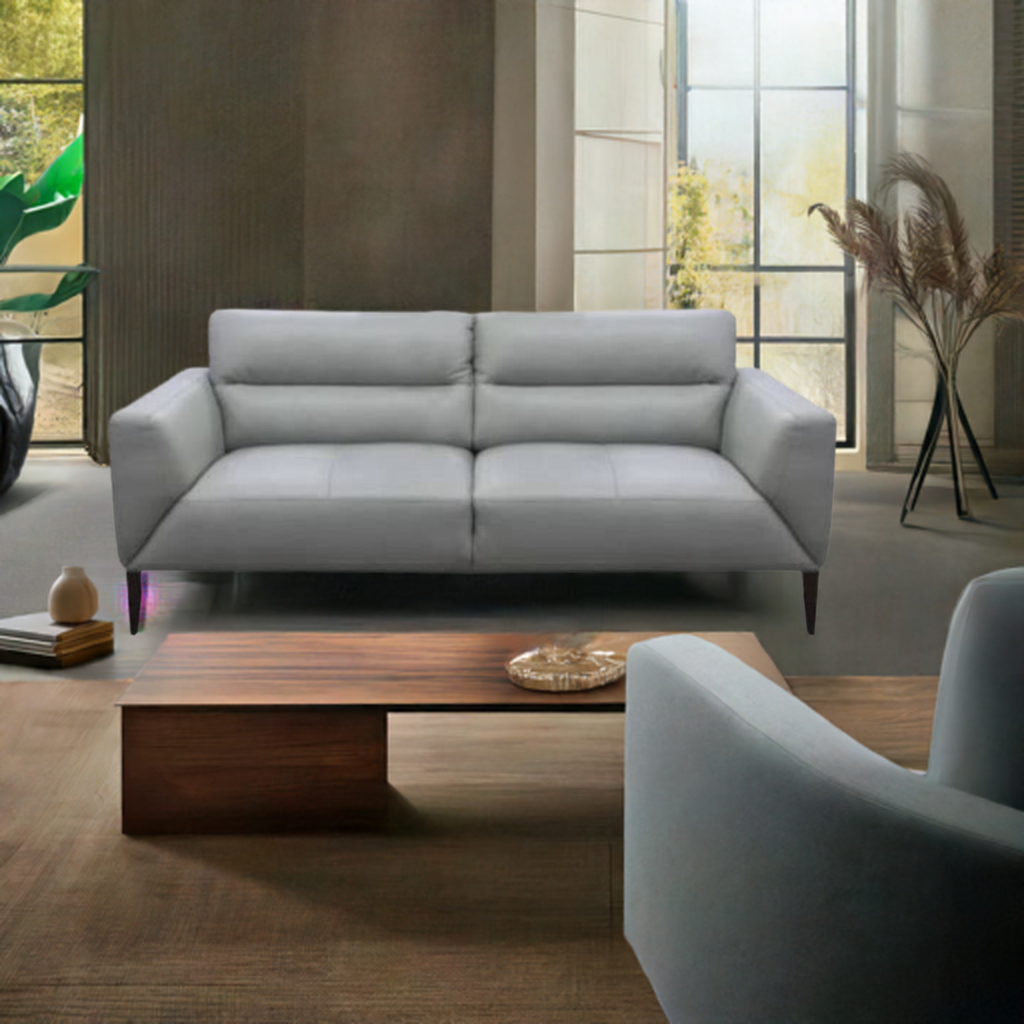 OFFO Sonoma 3 Seater Leather Sofa Silver