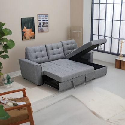 Aurore Sofa Bed Reversible Storage Chaise-Grey