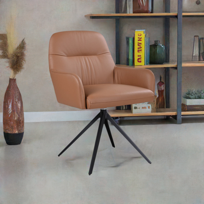 Kalvin  Leather Swivel Arm Chair Cogna