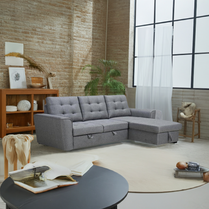 Aurore Sofa Bed Reversible Storage Chaise-Grey