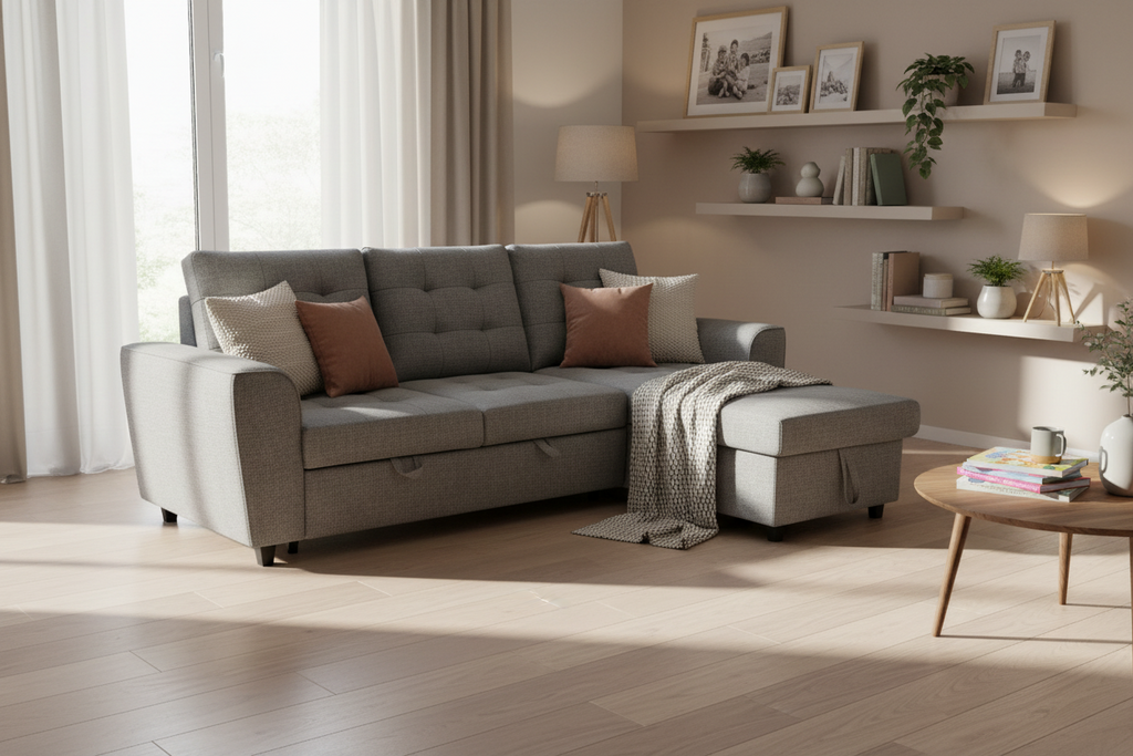 Aurovix Sofa Bed Reversible Storage Chaise-Grey