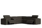 Tripoli Leather Modular Corner Lounge W/Electric Recliner-Black