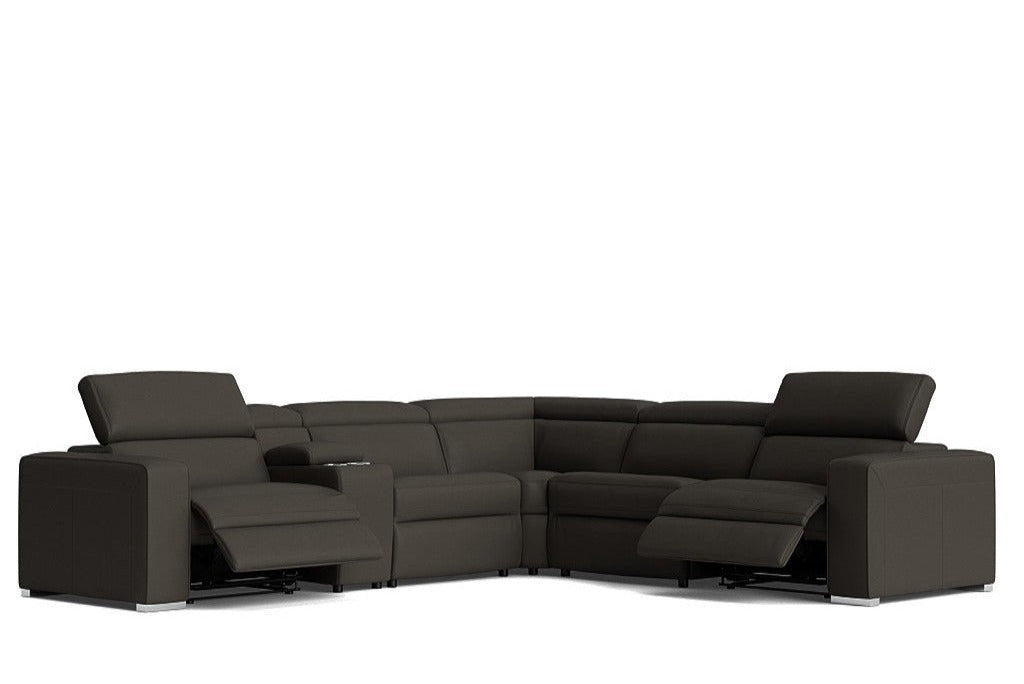 Eve Corner Modular Leather Electric Recliner Lounge Black