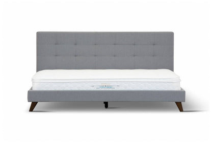 Oikiture Upholstered Fabric Double Bed Charcoal