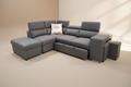 Posivix Rhino Fabric 4 Seater Sofa Bed LHF Chaise Ottoman  -Dark Grey
