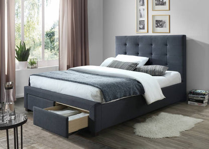 Rhodes Upholstered Queen Bed Storage -Mid Grey