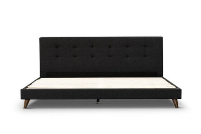 Oikiture Upholstered Fabric Double Bed Charcoal