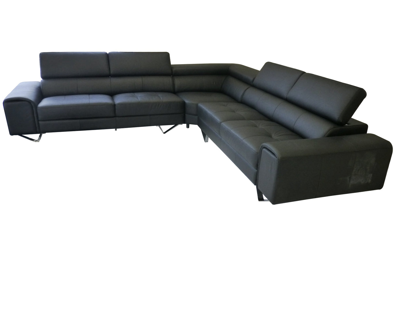 Bellagio Corner Leather Sofa Lounge Black