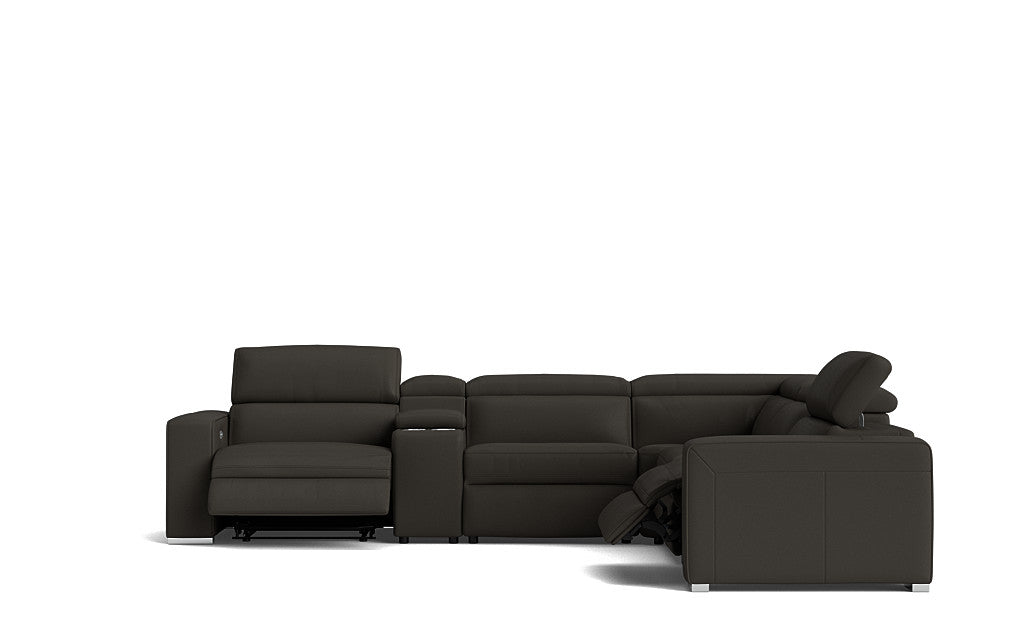 Eve Corner Modular Leather Electric Recliner Lounge Black