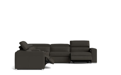 Eve Corner Modular Leather Electric Recliner Lounge Black