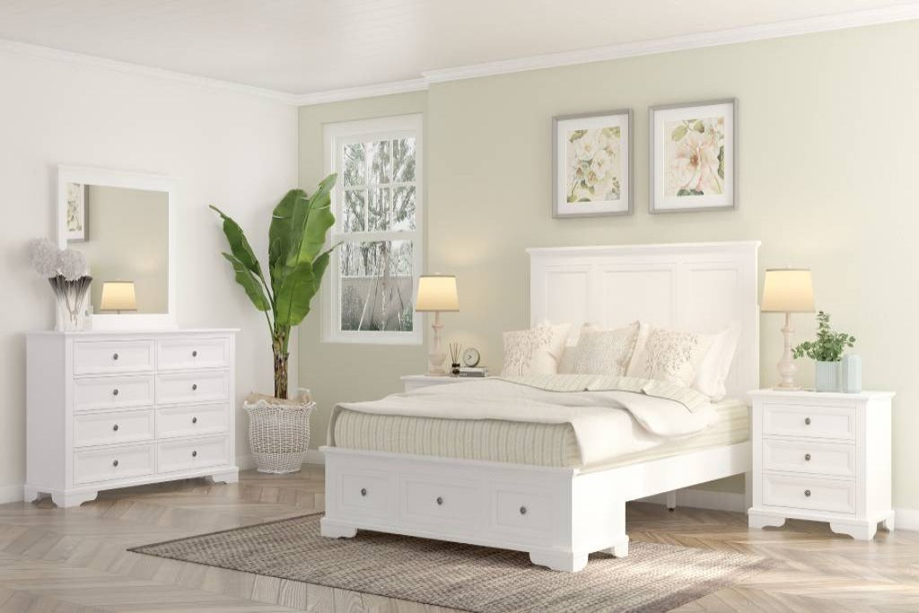 OFFO Sala 3 Drawer Storage Wooden King Bed-White