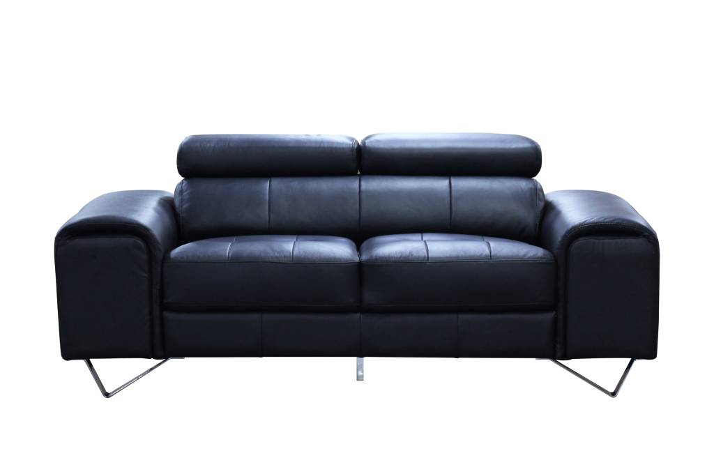 Bellagio 3 Seater Leather Sofa Lounge Black