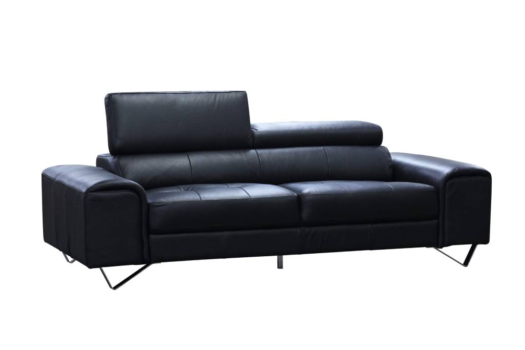 Bellagio 2 Seater Leather Sofa Lounge Black