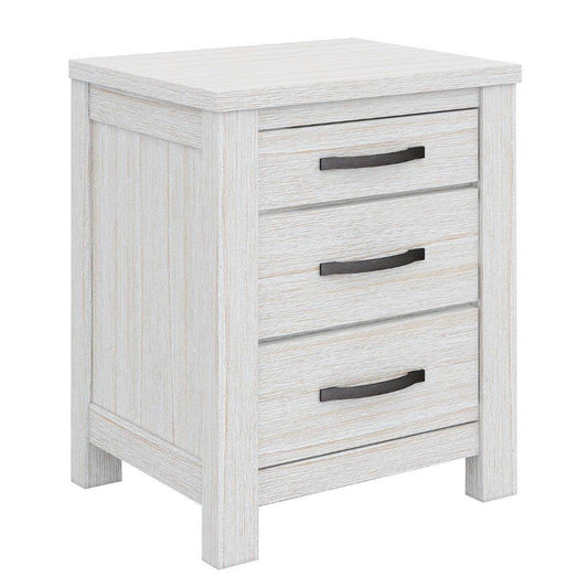 OFFO Florida 3 Drawers Bedside Table White Wash