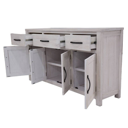 OFFO Florida 166cm 3 Drawer / 4 Door Buffet-White Wash