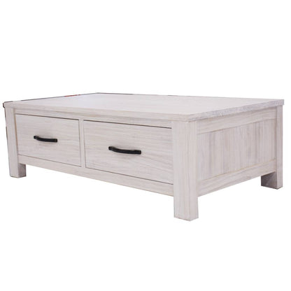 Flora 2 Drawer White Wash Timber Coffee Table