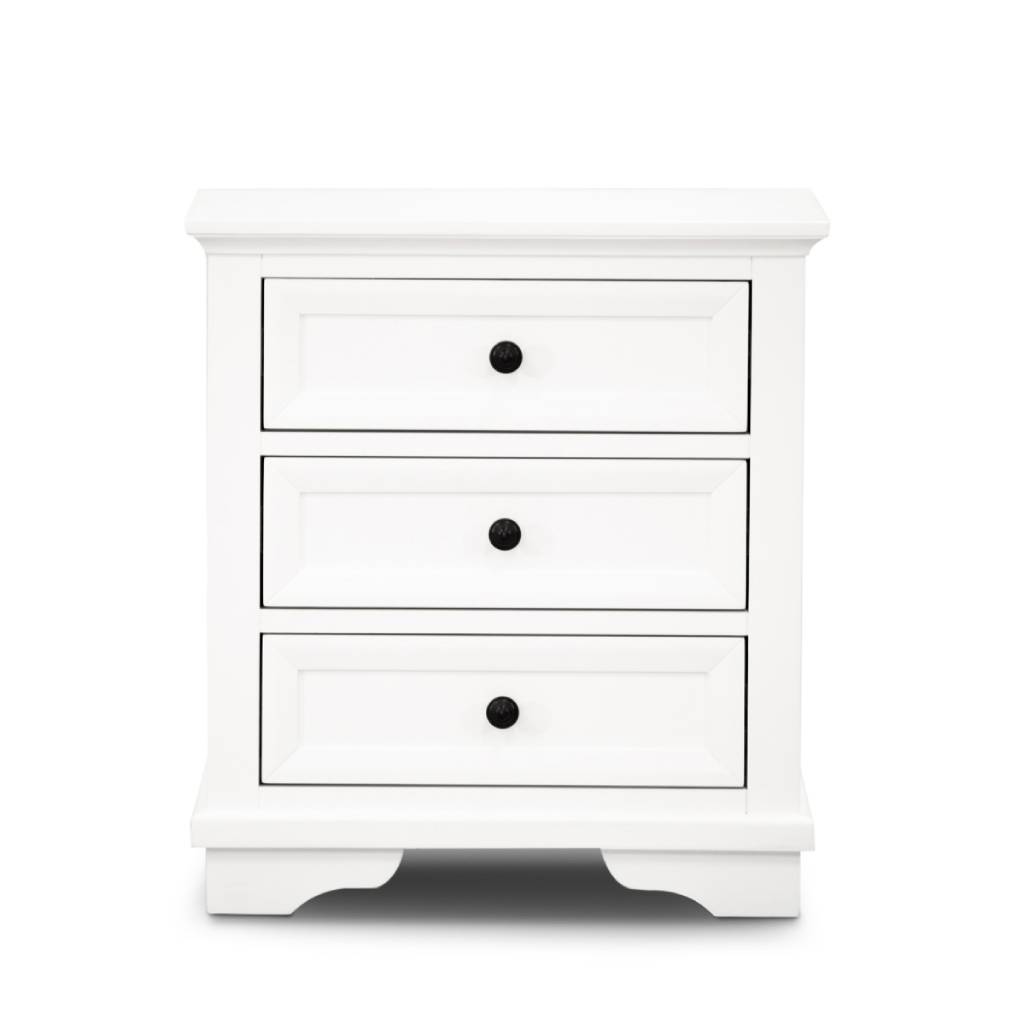 Vienna 3 Drawers Bedside Table White