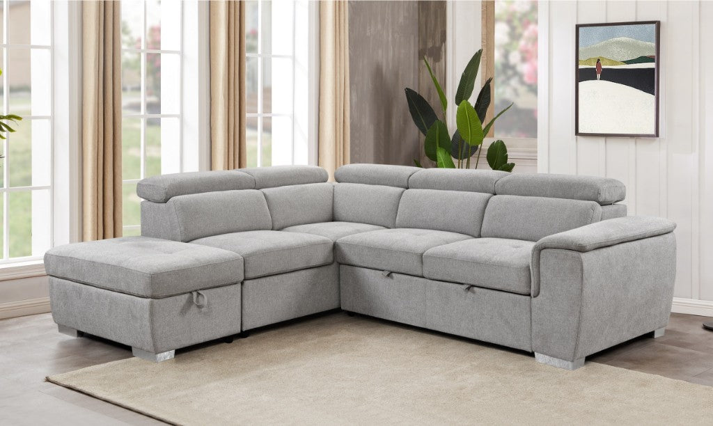 Caprivix Fabric Corner Sofabed With Stroage &Ottoman