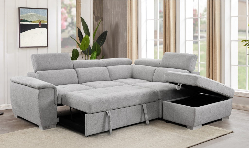 Caprivix Fabric Corner Sofabed With Stroage &Ottoman