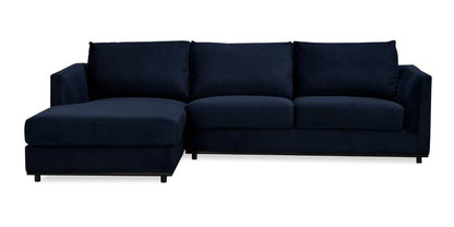 Velvet Fabric 2 Love Seat WITH LHF Chaise Sofa Navy