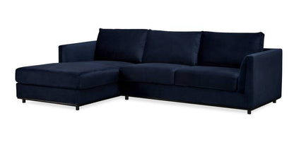 Velvet Fabric 2 Love Seat WITH LHF Chaise Sofa Navy