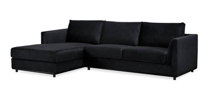 Velvet Fabric 2 Love Seat WITH LHF Chaise Sofa Black