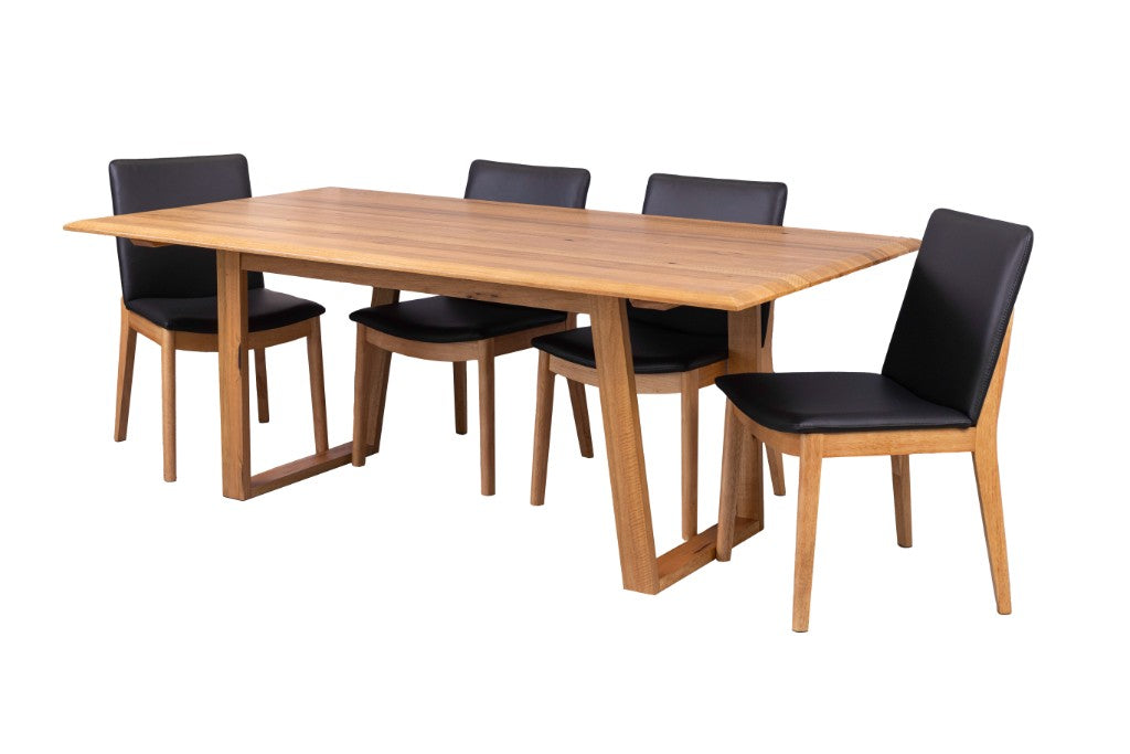 OFFO Galway 200CM Dining Table WITH 6 Black Chairs Kit -Natural