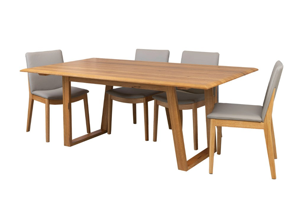 OFFO Galway 240CM Dining Table WITH 8 Pewter Chairs Kit -Natural