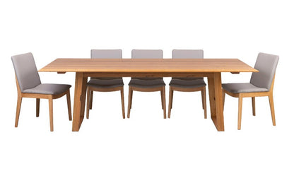 OFFO Galway 240CM Dining Table WITH 8 Pewter Chairs Kit -Natural