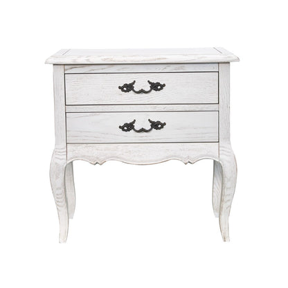 French Provincial Fleur Antique White Dresser & Mirror