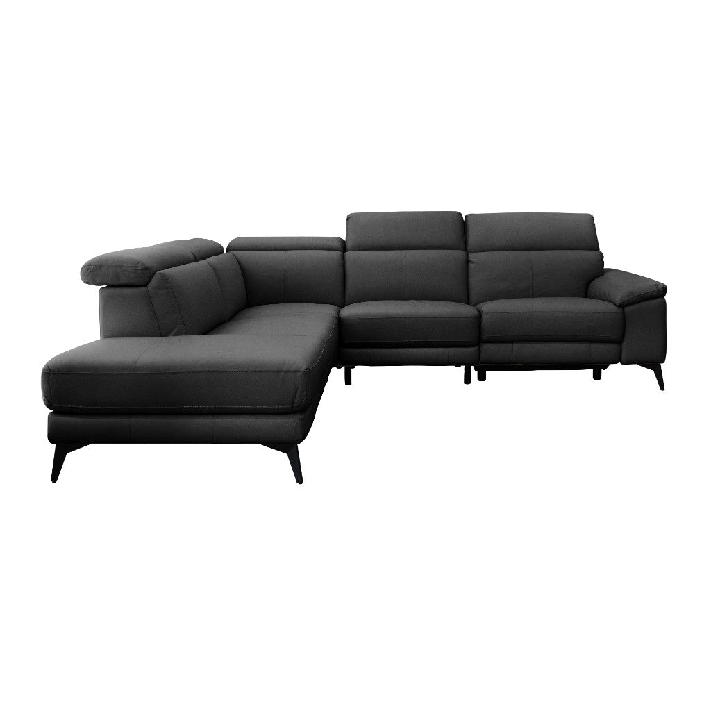 Abellavix Leather Electric 2.5Seater W/ Chaise -Black