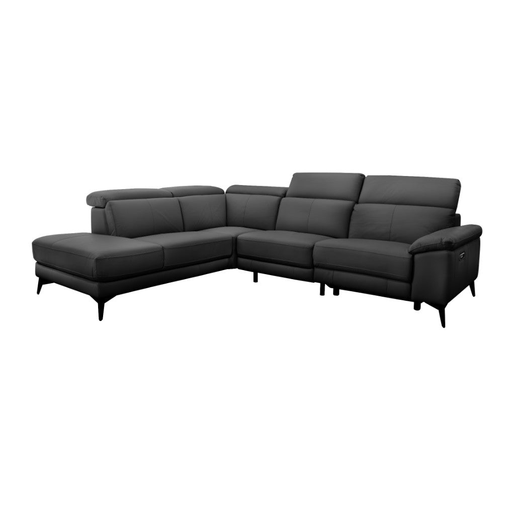 Abellavix Leather Electric 2.5Seater W/ Chaise -Black