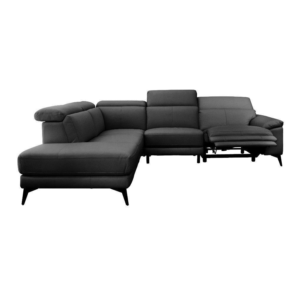 Abellavix Leather Electric 2.5Seater W/ Chaise -Black