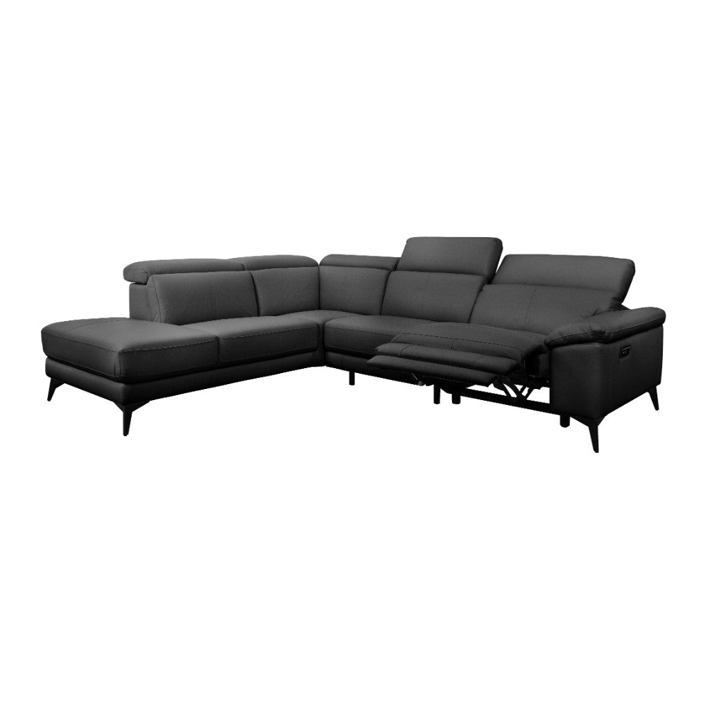 Abellavix Leather Electric 2.5Seater W/ Chaise -Black