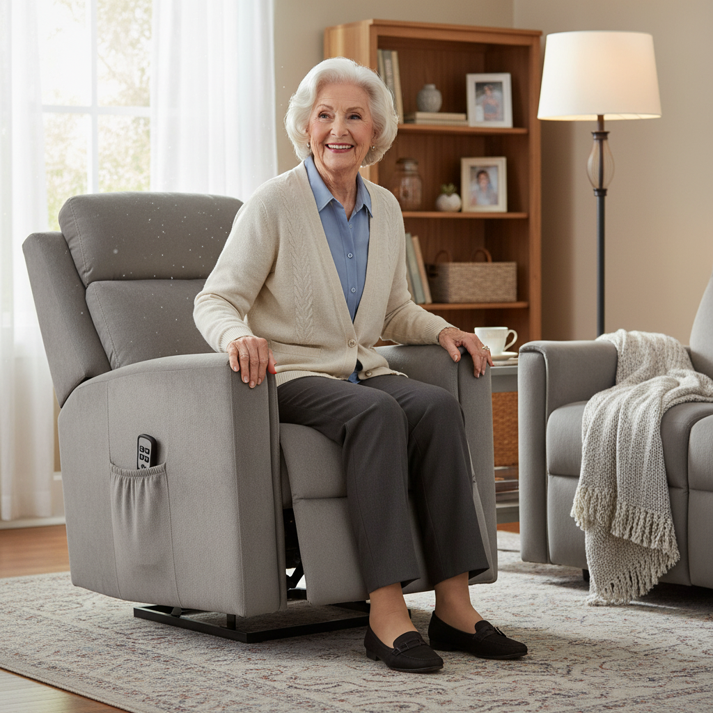 Asovix Fabric Lift Chair -Dark Grey